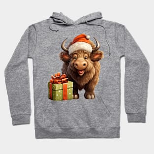 Baby Christmas Bison With Gift Hoodie